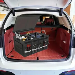 Durable Folding Car Trunk Organizer, Multiple Compartments, Easy Install, Fits All Vehicles, Oxford Storage Box, Ideal for Tools & Accessories