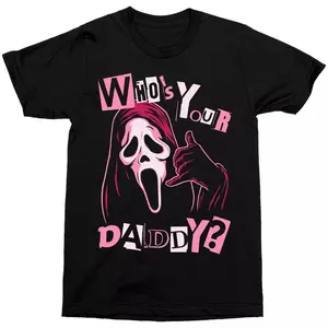 Cotton Short Sleeve ''WHO'S YOUR DADDY?'' Screaming Mask Comfy Trendy Casual T-Shirts Tees Tops For Men Women - Funny graphic tees Layering funny graphic tee