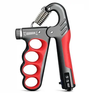 Hand Grip Strengthener with Adjustable Resistance, Forearm & Finger Exerciser, Grip Trainer for Muscle Building, Stress Relief Grip Ball, Grip Ring & Finger Stretcher Set for Athletes and Men’s Gifts