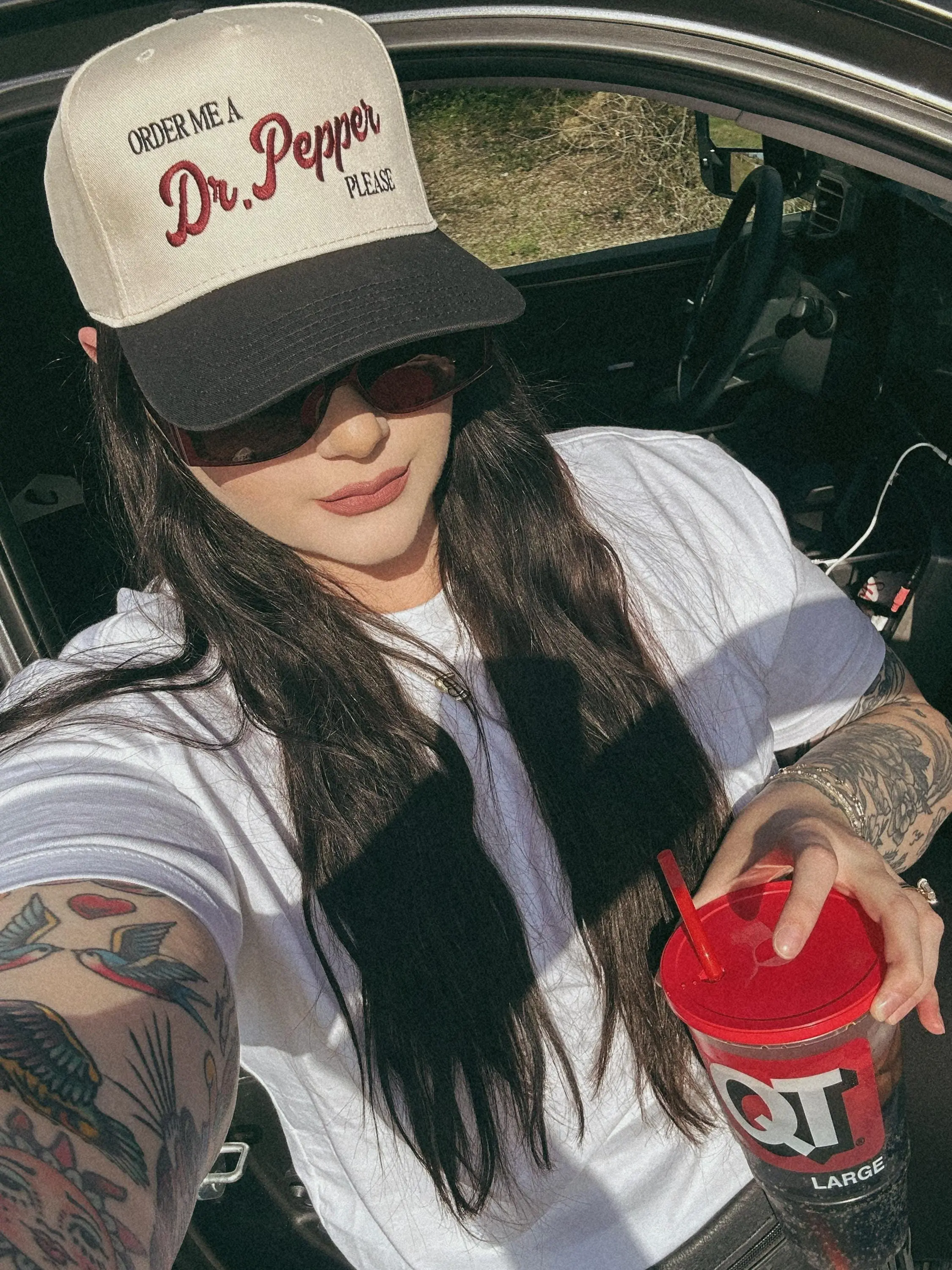 Order Me A Dr Pepper Please Embroidered Trucker Hat