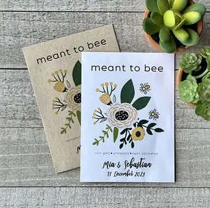 25 Meant to Bee Wildflowers Customizable Seed Packet Favor for Weddings, Birthday, Shower, Funeral, Earth Day