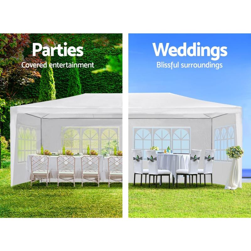 10x20 FT Wedding Party Tent with 6 Removable Sidewalls, Full Enclosure Outdoor Canopy Gazebo for Ceremony, Reception & Large Events