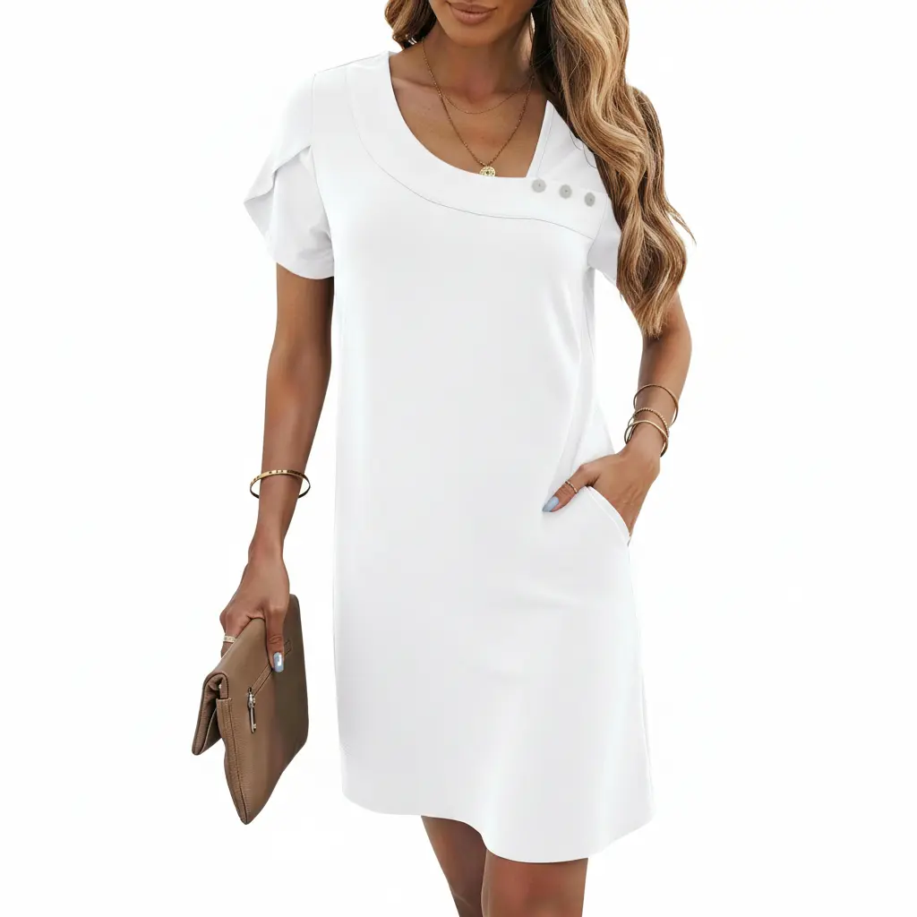 VAFFUL Women's Elegant Shift Dress| Casual Summer Mini Dress for Women|  Loose Fit Office Work Dress| Chic Everyday Outfit - TikTok Shop