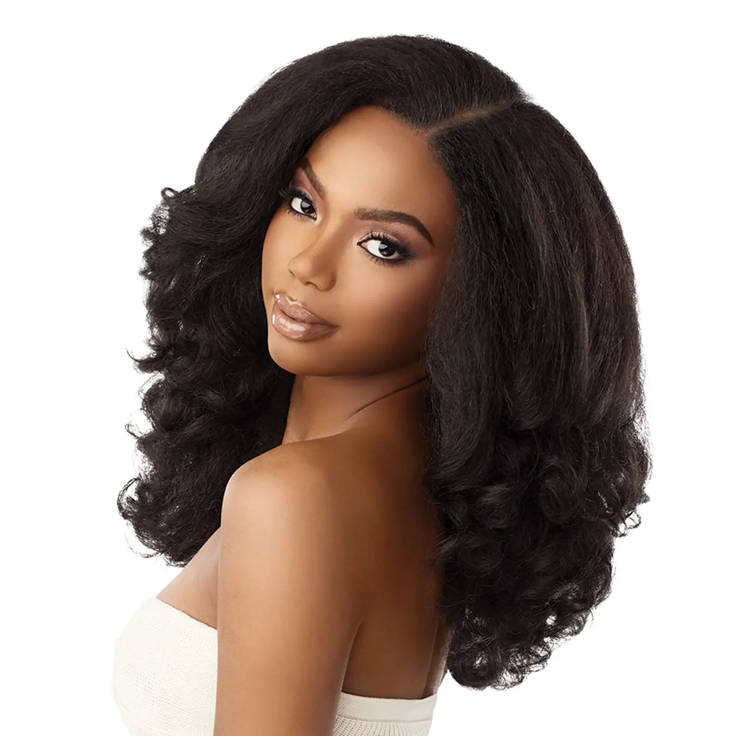 CURLS KINKS&CO Kinky Roller Set 16" Glueless Synthetic HD Lace Wig, Pre-plucked Kinky Edges & 5" Deep Y-Part for 3B-4C Hair, Glueless Synthetic Wigs, Wigs Glueless