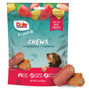 Dole for Pets Freshly Fetched Dog Chews - Assorted Strawberry & Pineapple Flavor Dog Treats - Flavored with Real Fruits, No Wheat, Corn, Soy, Artificial Flavors, Colors, or Preservatives, 7 Oz