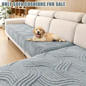 Non-Slip Dustproof Velvet Sofa Covers, Quilted Pet-Friendly Cushion Slipcovers, Machine-Washable for 2-4 Seat L-Shaped Sofas
