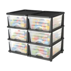 VEVOR Plastic Storage Drawers Cart, 4 Drawers Storage Organizer with Wheels, Rolling Closet Organization and Storage Dividers, Dresser Organizer Clear Bins for Office Supplies, Craft Rooms, ClassroomsVEVOR Super Brand Day