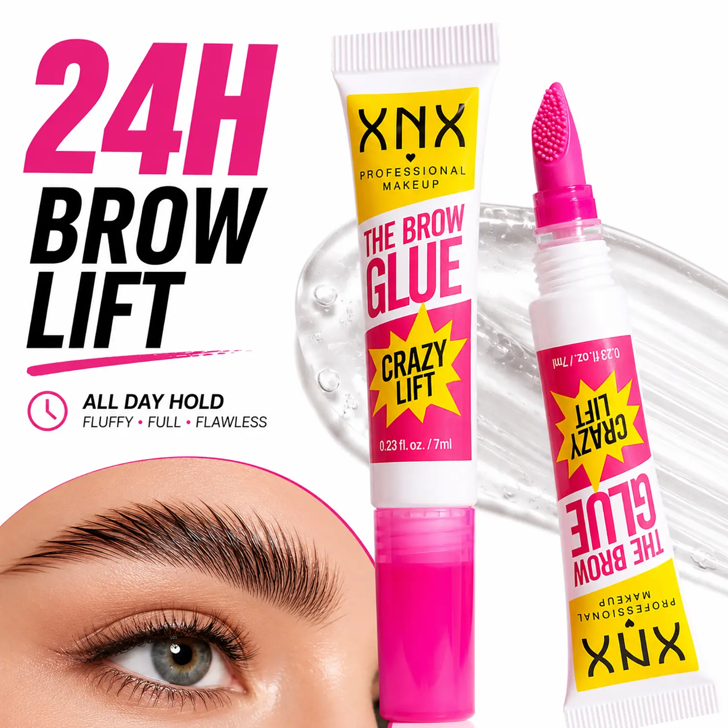 Clear Eyebrow Gel - 24H Strong Hold, Fluffy Natural Brow Setter, Non-Sticky, Waterproof