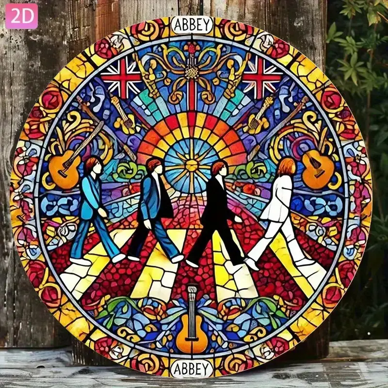 1PC 2D Plane, "Beatles Abbey Road" Vintage Wall Decor Iron Sign Hanging Wall Art, Decorative Artwork Suitable for Terrace, Garden, Kitchen, Bar, Room, Outdoor 20*20cm, Room Decoration, Home Wall Decoration