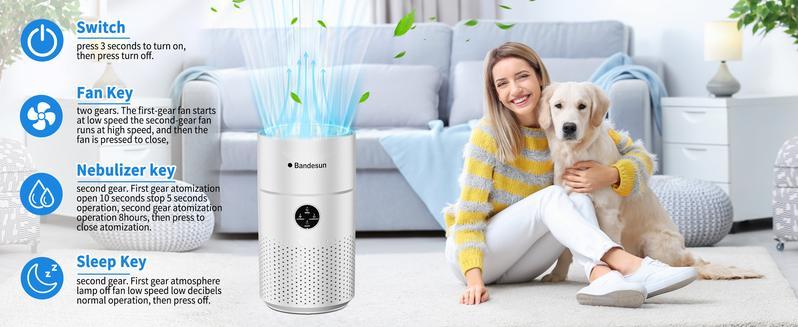 2 Pack Air Purifiers for Bedroom, H13 True HEPA Filter for A11ergies, Pollen, Smoke, Dusts, Pets Dander, Odor, Hair, Ozone Free, 20db Quiet for Home, Room, Kitchen