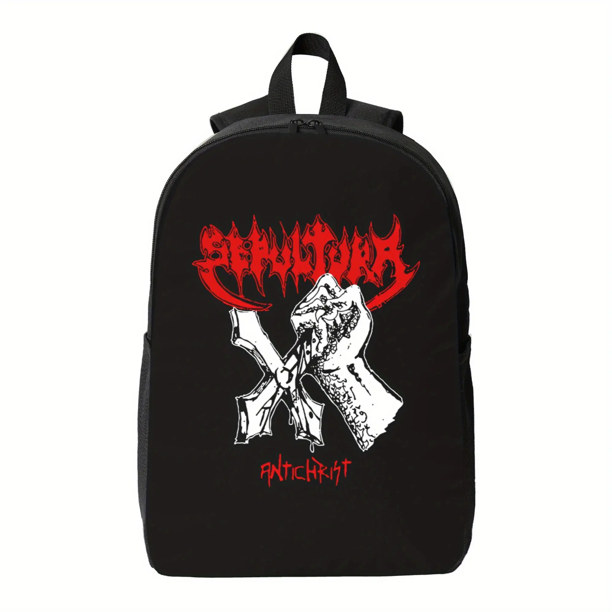 [Rock Spirit] Band Merchandise Backpack - Mochila, Vintage Rock Design with "STUPID" Print, Durable Polyester, Ideal for College and School, Backpack for Travel, For Teenager