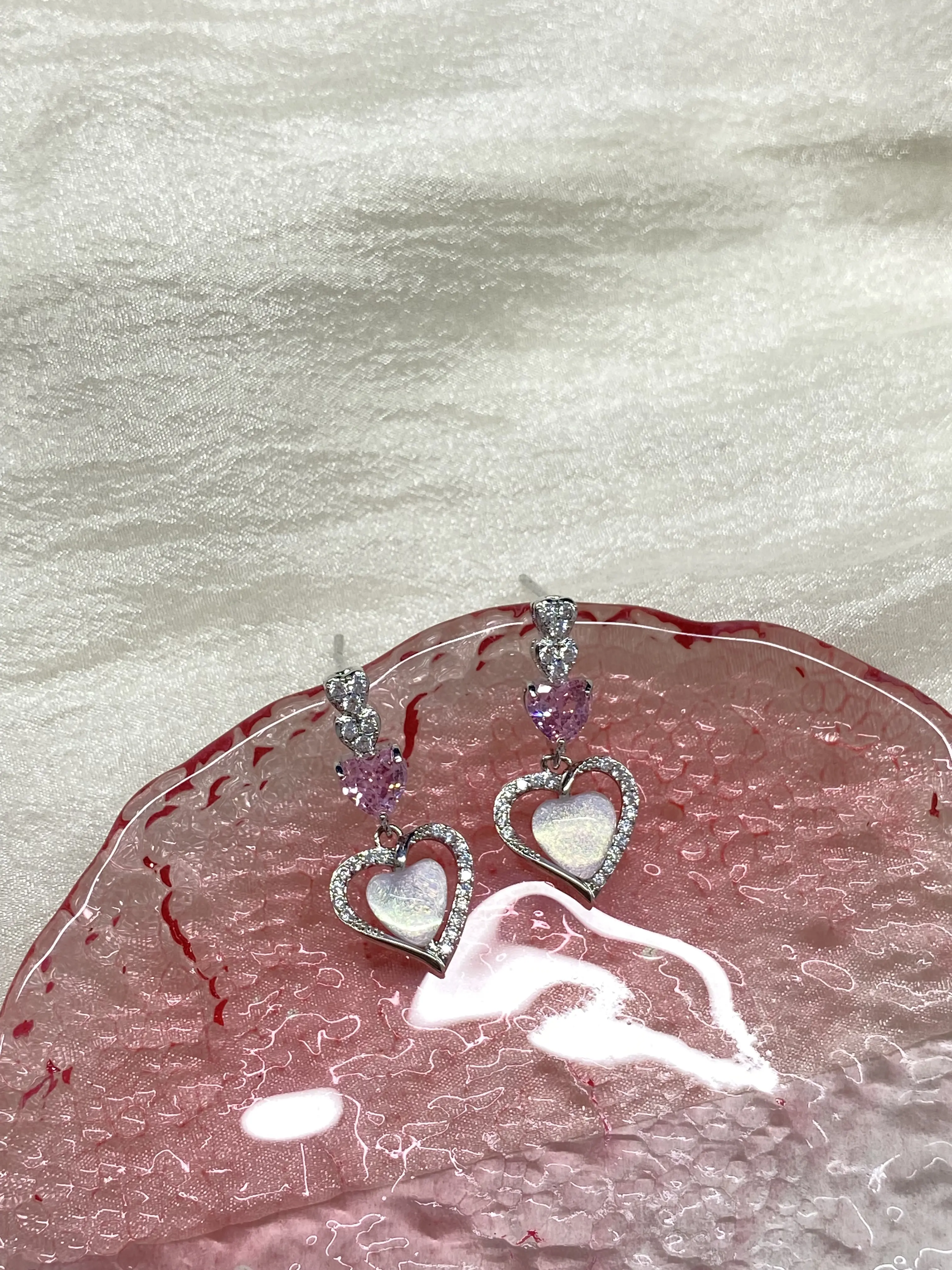 Heart-shaped Studs, Minimalist Dangling Earrings, Elegant Drop Earrings