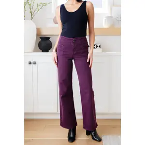 Petunia High Rise Wide Leg Jeans in Plum