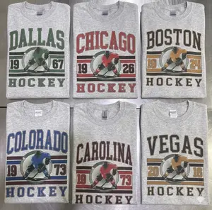 Vintage Hockey Graphic Tshirt - Ash Grey Color Sports Hockey City Pullovers Retro Sports Tshirt Casual Hockey Game Top -  PTS