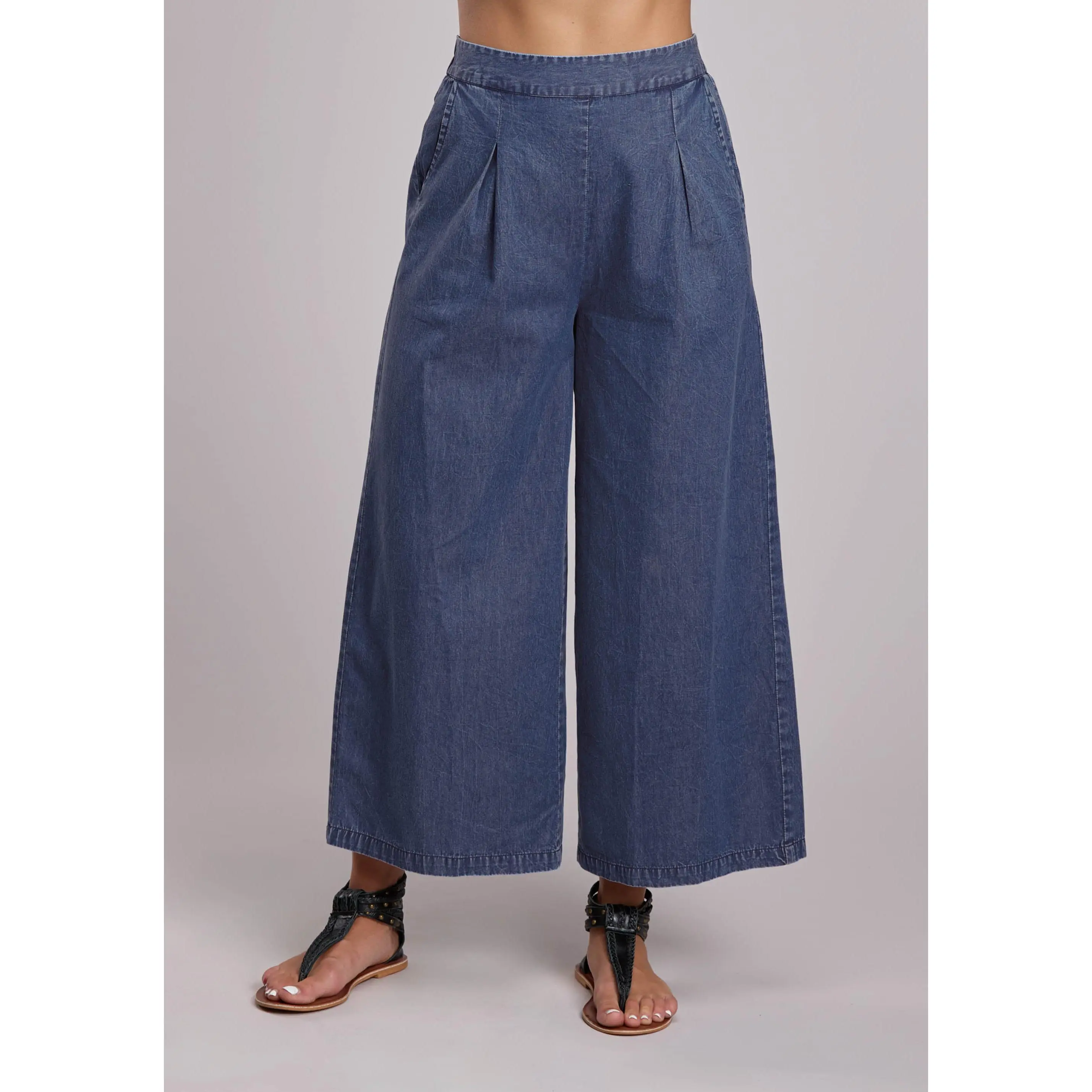 Womens Roper Denim Palazzo Pants