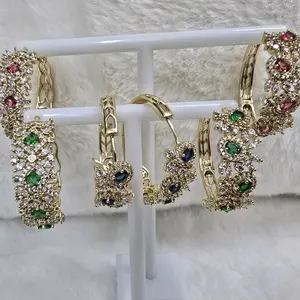 # 0076 Arracadas medianas adiamantadas gold Plated high quality 14k