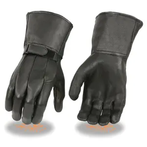 Men's Black Deerskin Leather Unlined Gauntlet Gloves