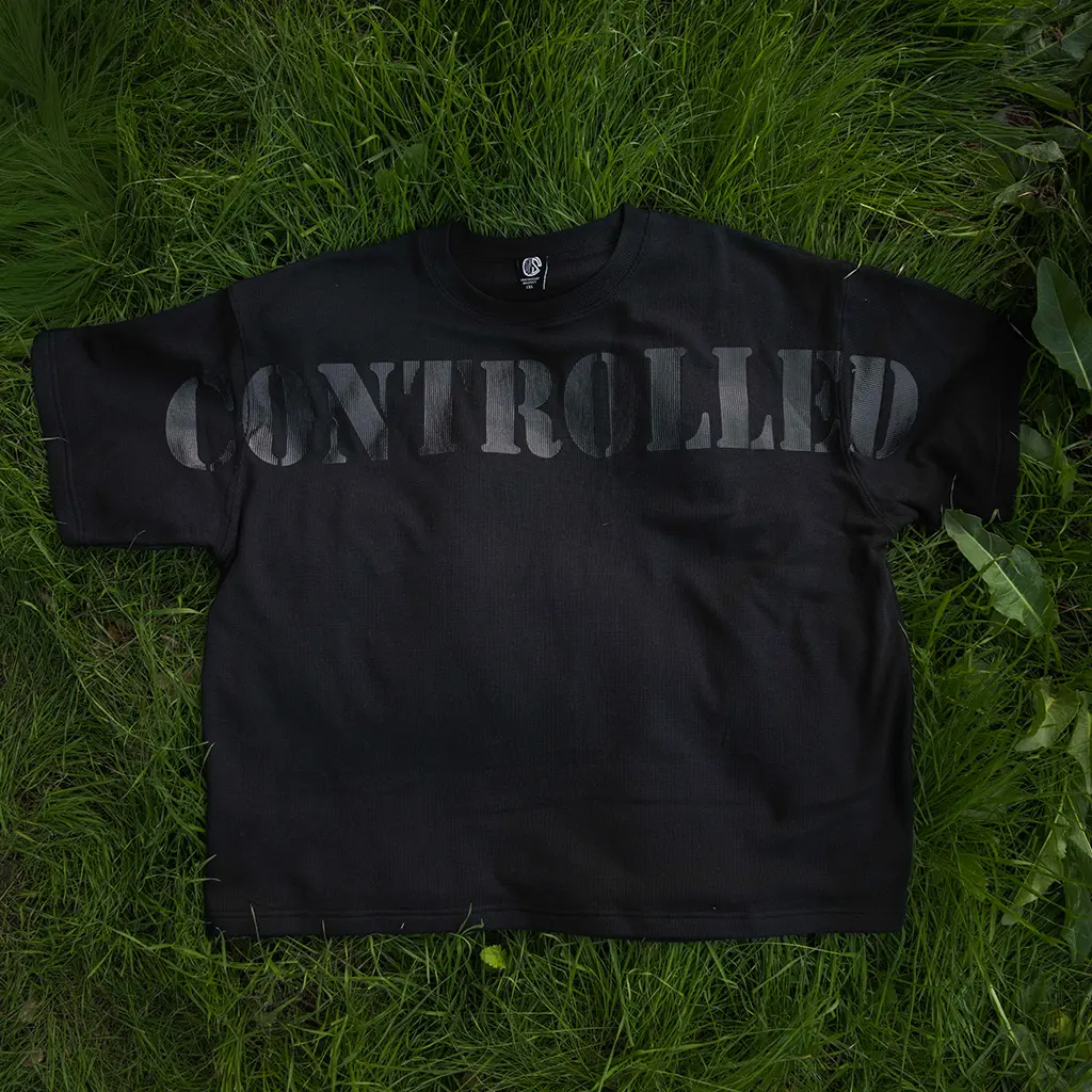 Blackout Pump Cover Controlled Insanity | Double-Layer Heavyweight Cotton | Oversized Gym Shirt