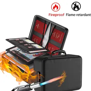 Document Bag with Lock,Fireproof 3-Layer File Storage Case with Water-Resistant Zipper,Document Safe Portable Travel Home Organizer Bag for Laptop,Files,Certificates,Gifts for Him,Black Waterproof Bag