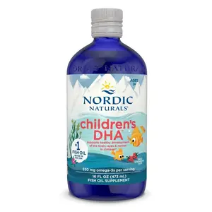 Nordic Naturals Children's DHA Liquid - Strawberry Flavored Kids Fish Oil, 16 Oz Healthcare Fitness Vitamin Supplement