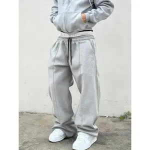 Unisex Fashion Straight-Leg Sweatpants with Drawstring, Dual Pockets Casual Sport Pants, Perfect for Daily Wear and Leisure