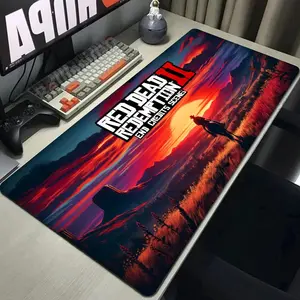 Gaming Mouse Pad Red Dead Redemption 2 Anime Style Desk Mat Non-Slip Rubber Base Keyboard Mousepad for PC Laptop Gamer Accessories