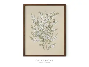 Vintage Flower Drawing  Wall Art / Neutral Decor Art Print / Floral Wall Art