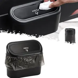 DIBMS Car Trash Can with Lid, Mini Auto Dustbin Garbage Organizer with 30 Pcs Plastic Trash Bag, Automotive Garbage Container Bin for Vehicle, Home, Office,car trash can,car garbage can