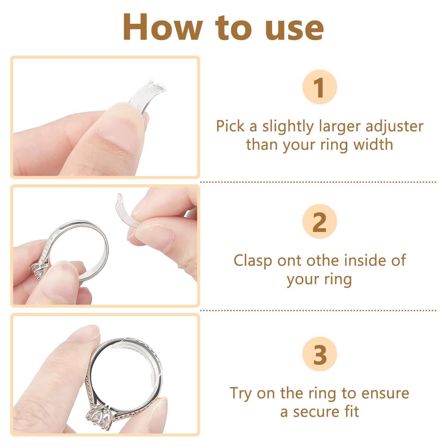 SGGUI Ring Sizers for Loose Rings,With Ring Sizer Measuring Tool, 8 Pack Invisible Ring Size Adjuster Silicone, Ring Guards Spacer Tightener Resizer Fitter for Women Men, Make Ring Smaller Without Resizing Thick Band