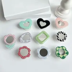 Tulip Heart Checkered Abstract Mirror Poppings Phone Socket Pocket Stand for iPhone Ring Holder Mirror Griptok Expansion Bracket