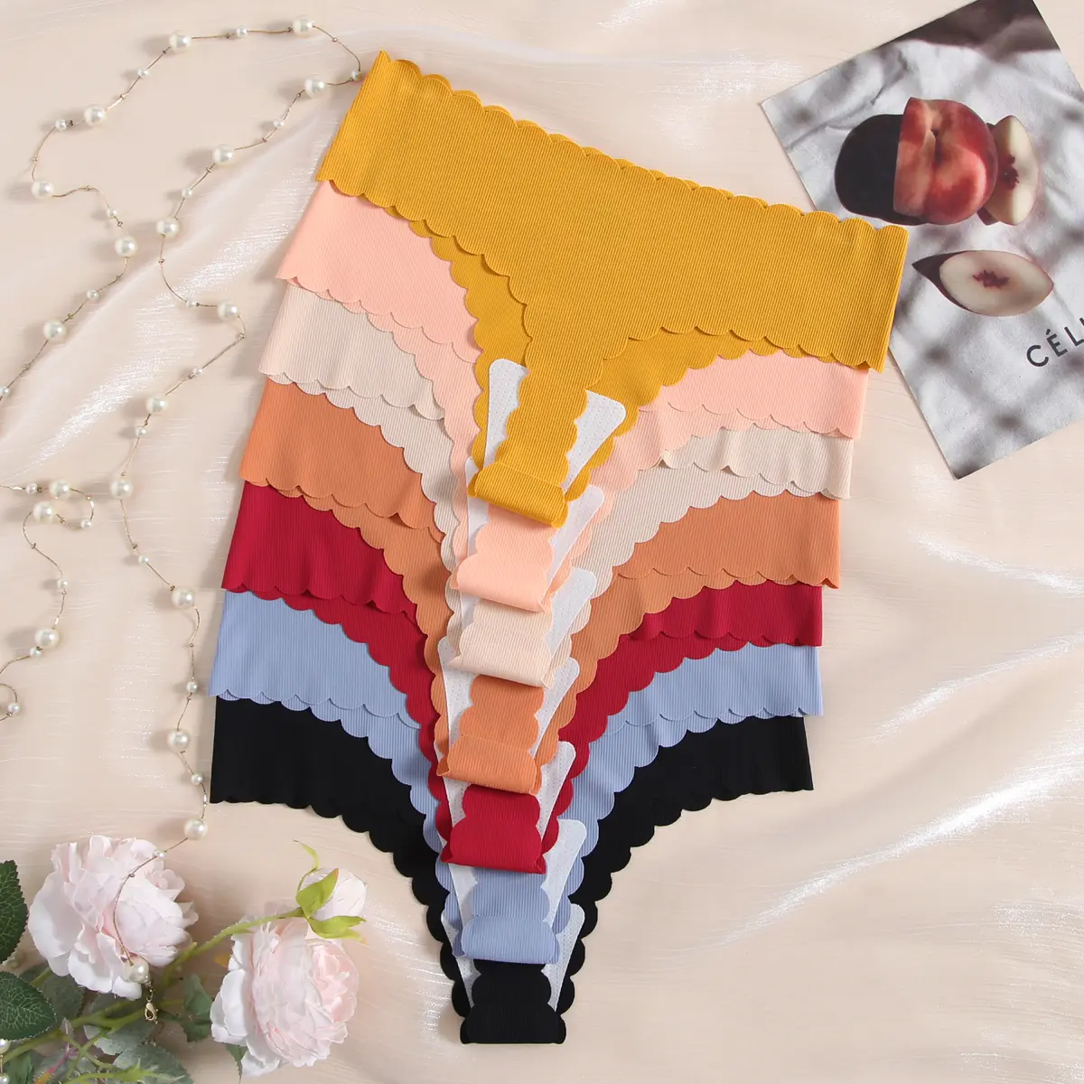 Women's Multi‑color pack Assorted Seamless Thongs, Soft Polyamide Low Waist Basics, Comfortable Breathable No-Show Underwear for Everyday & Yoga, Breathable Comfy Innerwear, Soft Fit Panty, Bodysuit, All-Day Wear Low Rise Underwear French Knickers