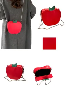Unique Apple Design Crossbody Bag for Women, PU Material Chain Shoulder Bag, Fashion Small Handbag for Daily Commute and Outdoors