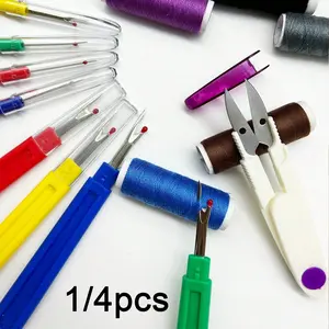 Portable Sewing Thread Cutter Set, Colorful Plastic Thimble Tool Kit, Cross Stitch Accessories, Handheld Sewing Supplies, Random Colors