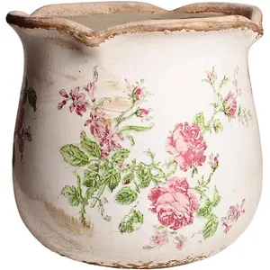 Ceramic Pots for Plants, Vintage Plant Pot with Drainage Hole, 6.11in. Planter for Indoor Plants, Crackle Glaze Finish Flower Pot, Perfect Tuscan Ceramic Planter for Gardening, Rose Floral