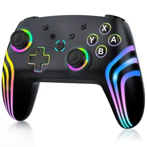 Pro Controller for / 2/Lite/OLED/PC, Gamepad with 7 Color-Changing RGB Lighting/Dual Vibration/6-Axis Gyroscope/Turbo,  Designed  Joystick