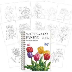 Floral Watercolor Workbook Designed for Novices & Coloring Book for Adults: Featuring Graceful Flower Illustrations, Detailed Step-by-step Guidance, and Lay-flat Pages - Ideal for Coloring & Painting Lovers, and a Wonderful Gift.
