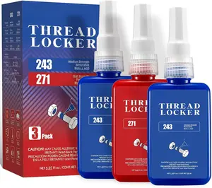 3 Pack Thread Locker Blue 243 + Red 271 Removable & Permanent Locking 5.07 Fl oz Nuts  Threadlocker Seal & Lock Tight Fasteners Anaerobic Curing Metal Glue (243 2 + 271)