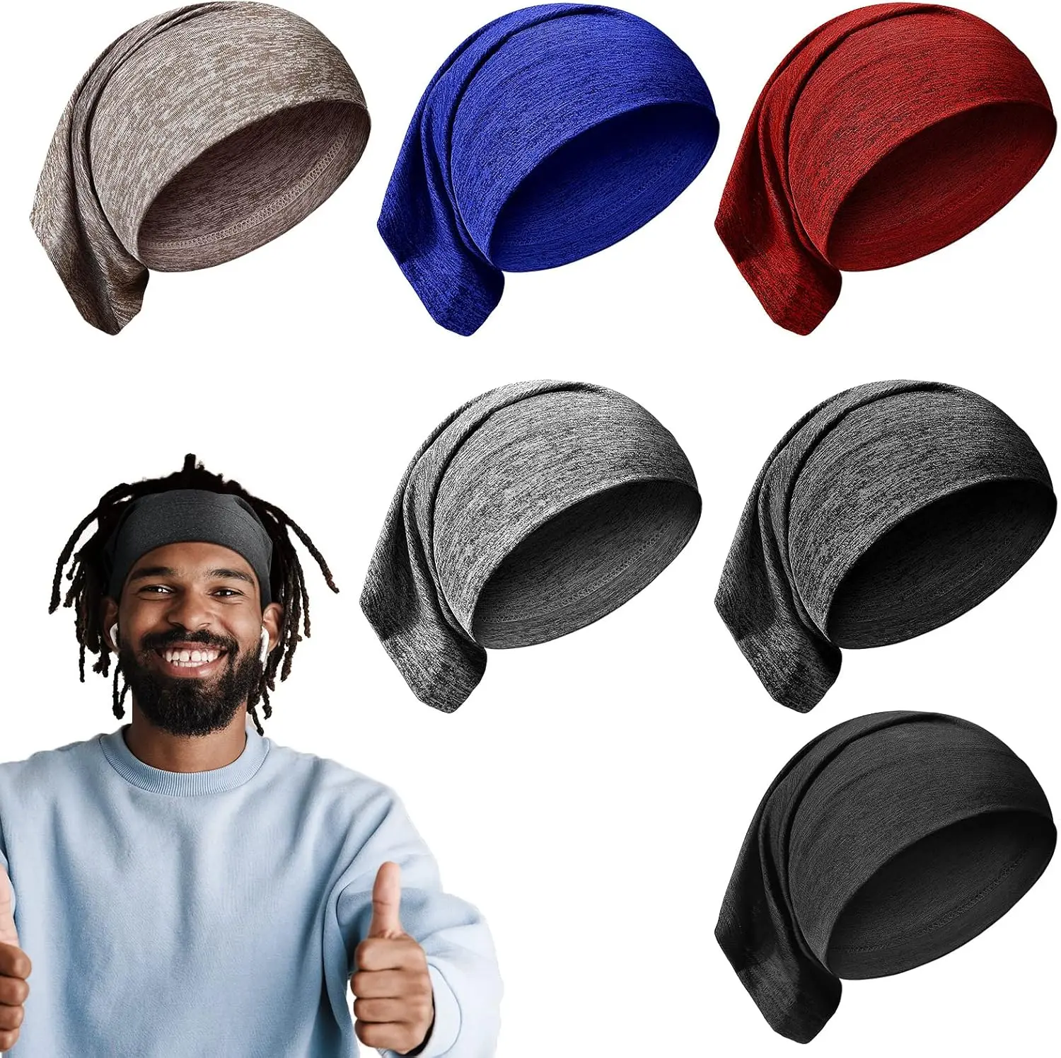 Spandex Dreadlock Cap 6 Pcs Dreadlock Tube Bands Unisex Men Women Elastic Hair Dreads Head Wraps Headbands Dreads Accessories