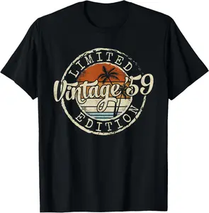 Cotton Graphic Tees Streetwear Vintage 1959 66th Birthday Gifts  T-Shirt