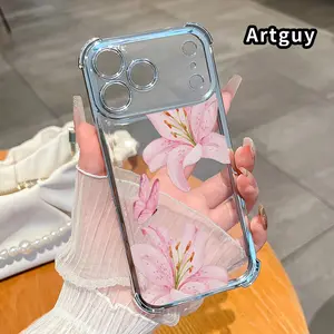 Pink Lily Reverie Pattern Phone Case Compatible with iPhone 17 Pro Max 16 15 Plus Air 14 13 12 11 E Featuring Strengthened Four Corners Soft Back for Drop Protection