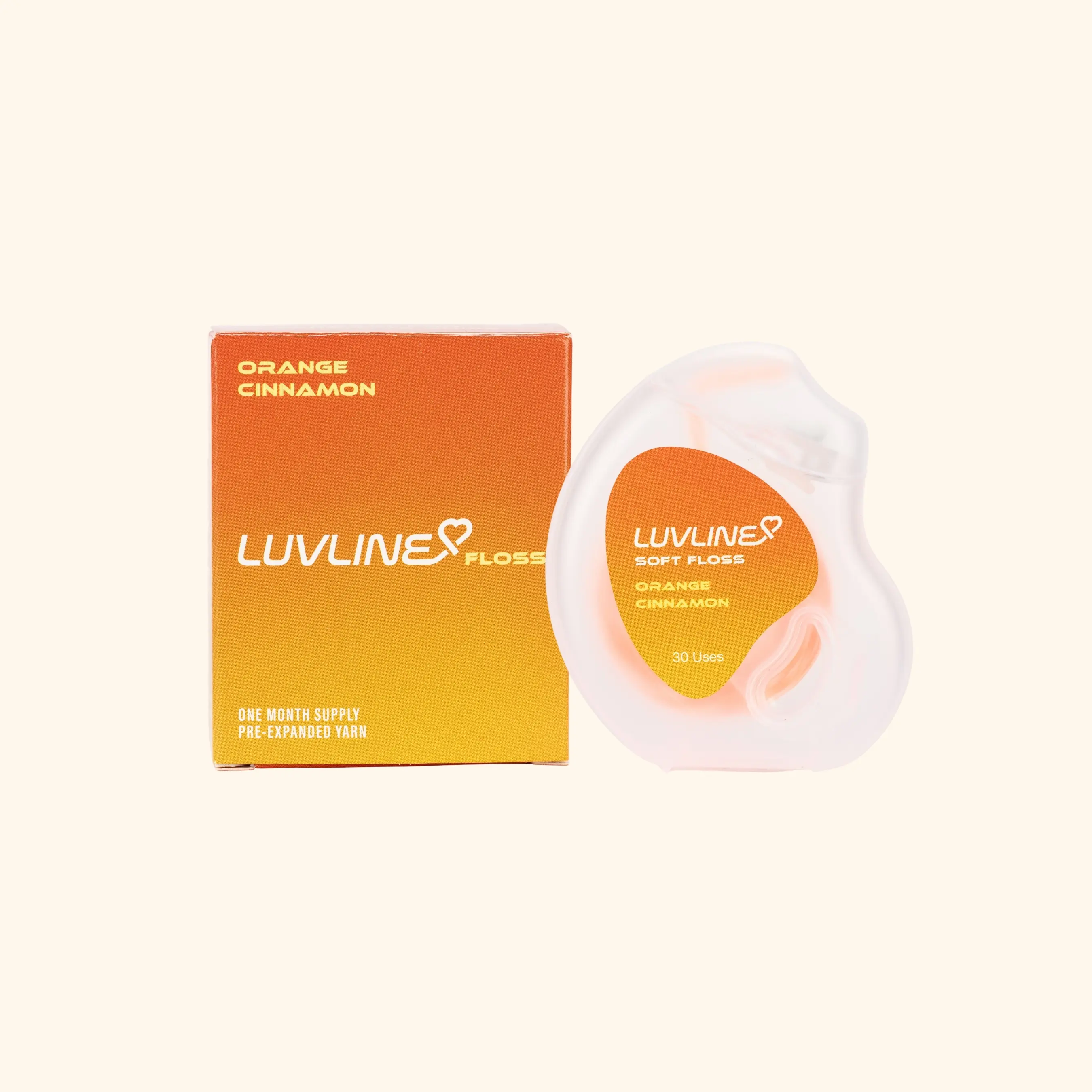 LUVLINE Orange Cinnamon — Pre-Expanded Dental Floss with Vitamin E, Dentist-Designed Oral Care to Fight Cavities — 1 Softfloss Spool (1 month supply)