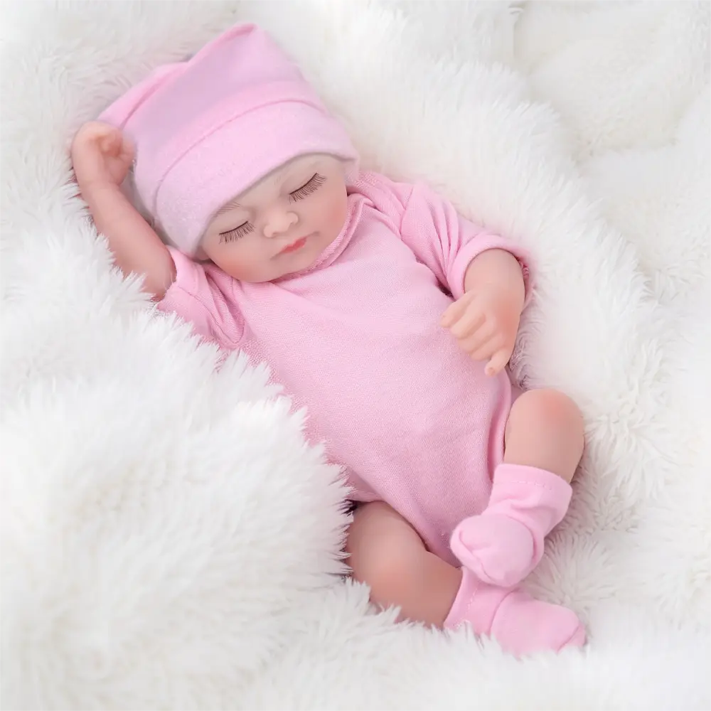 Lifelike Reborn Baby Dolls 10 Inch Full vinyl body Real Life Baby Dolls gifts for Mother's Day Valentine's Day Children's Day & Christmas