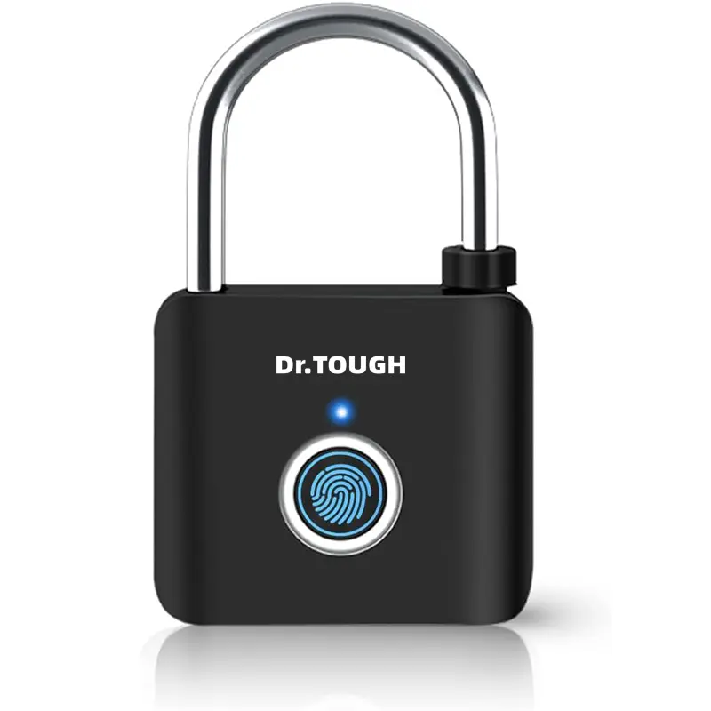 Dr.TOUGH Keyless Biometric Fingerprint Padlock - 130g Lightweight Portable IP65 Weatherproof Lock, USB Charger, Long Run Time, Time-Saving for Gym Storage Locker