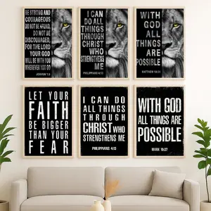 Christian Wall Art Poster & Decor for Men Inspirational Philippians Bible Scripture Gifts Spiritual Wall Decor Religious Posters for Living Room Bedroom Office
