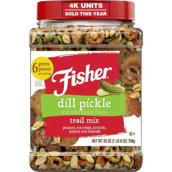 Dill Pickle Trail Mix, 25 oz (Pack of 1), Resealable Jar, Peanuts, Rye Crisps, Pretzels, Pepitas & Almonds, 6 g Protein Snacks, No Artificial Colors, Bold Dill Pickle Flavor, Savory Snack Mix
