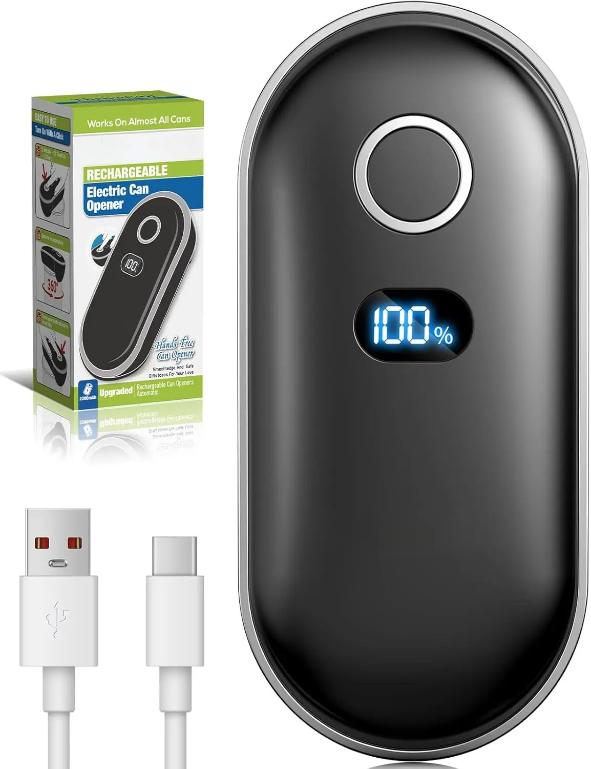 [2026 New Arrivals] Rechargeable USB Charging Electric Can Opener, Automatic Hands-Free 1-Touch, Compact Side-Cut Edge Smooth Opening, Minimal Effort, Convenience for Most Cans