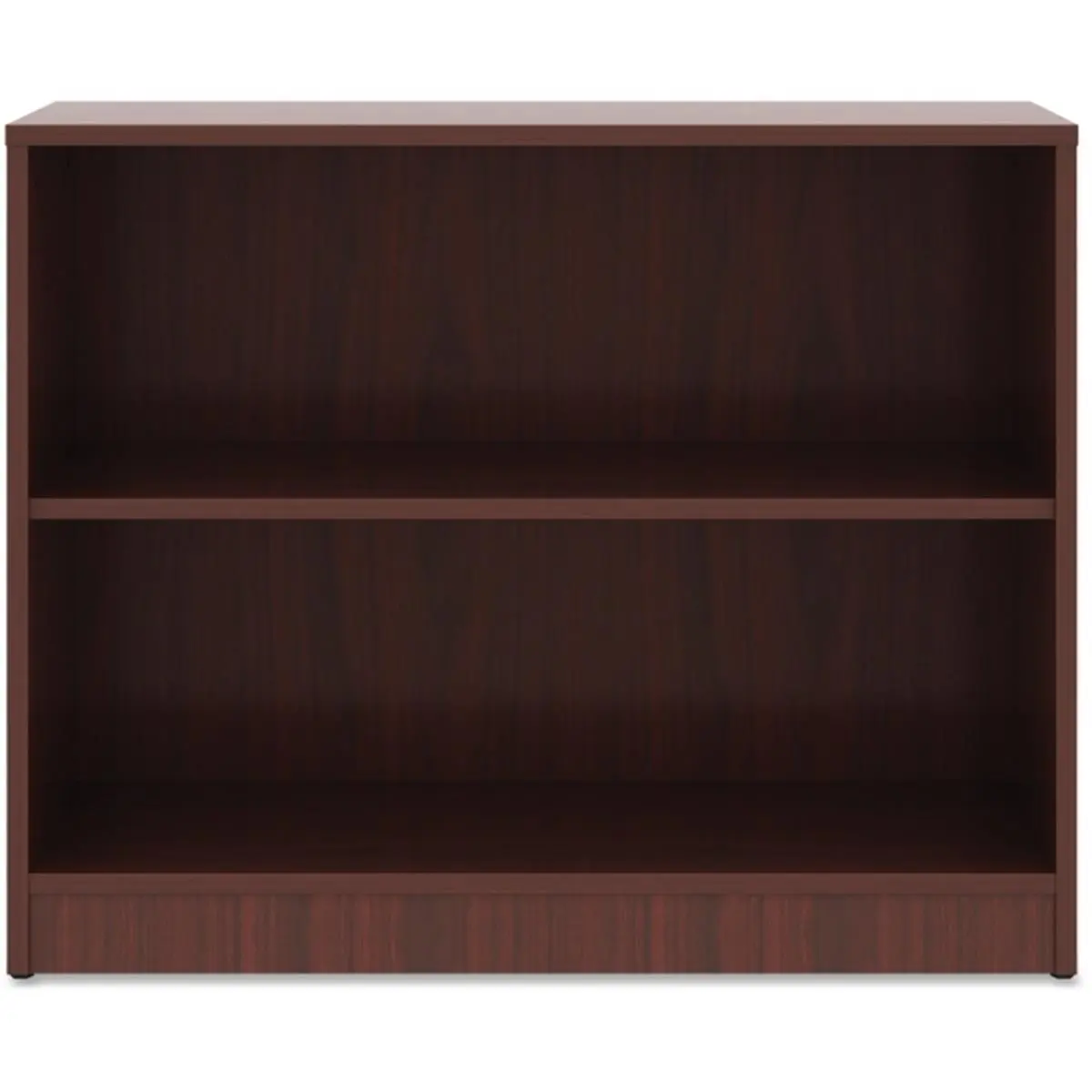 Freestanding Mahogany Laminate Bookcase with 2 Shelves - Durable, High-Quality Indoor Storage Furniture, 1-Piece Finished Back, Two Shelves