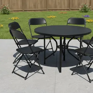 HomeRoots 639953 31 x 18.10 x 18 in. Black Metal Outdoor Folding Stacking Dining Chair - Set of 6