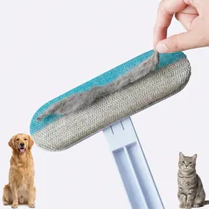 2-in-1 Pet Hair Remover Brush, Double-Sided Lint Brush for Furniture, Couch & Clothes silicone massage cat grooming glove bathing dog shedding bath bag pet teeth cleaning plaque removal blade tick removal comb deshedding nozzle short hair Portable Roller
