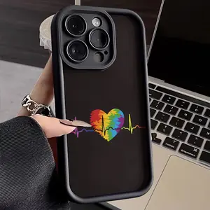 1 Valentine's Day Pride Phone Case Happy Valentine's Day Rainbow Pride Heart Cool Full Surround Shockproof Phone Case Fashionable Durable TPU Phone Protective Case iPhone 17 E Air Pro ProMax iPhone16 15 14 Plus 13 12 Mini 11 X XS XR